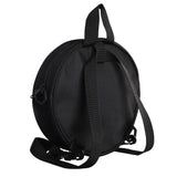 Black round crossbody bag for women with adjustable strap, polyester canvas purse, circle shoulder bag