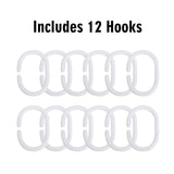 White shower curtain hooks, Includes 12 hooks for easy installation