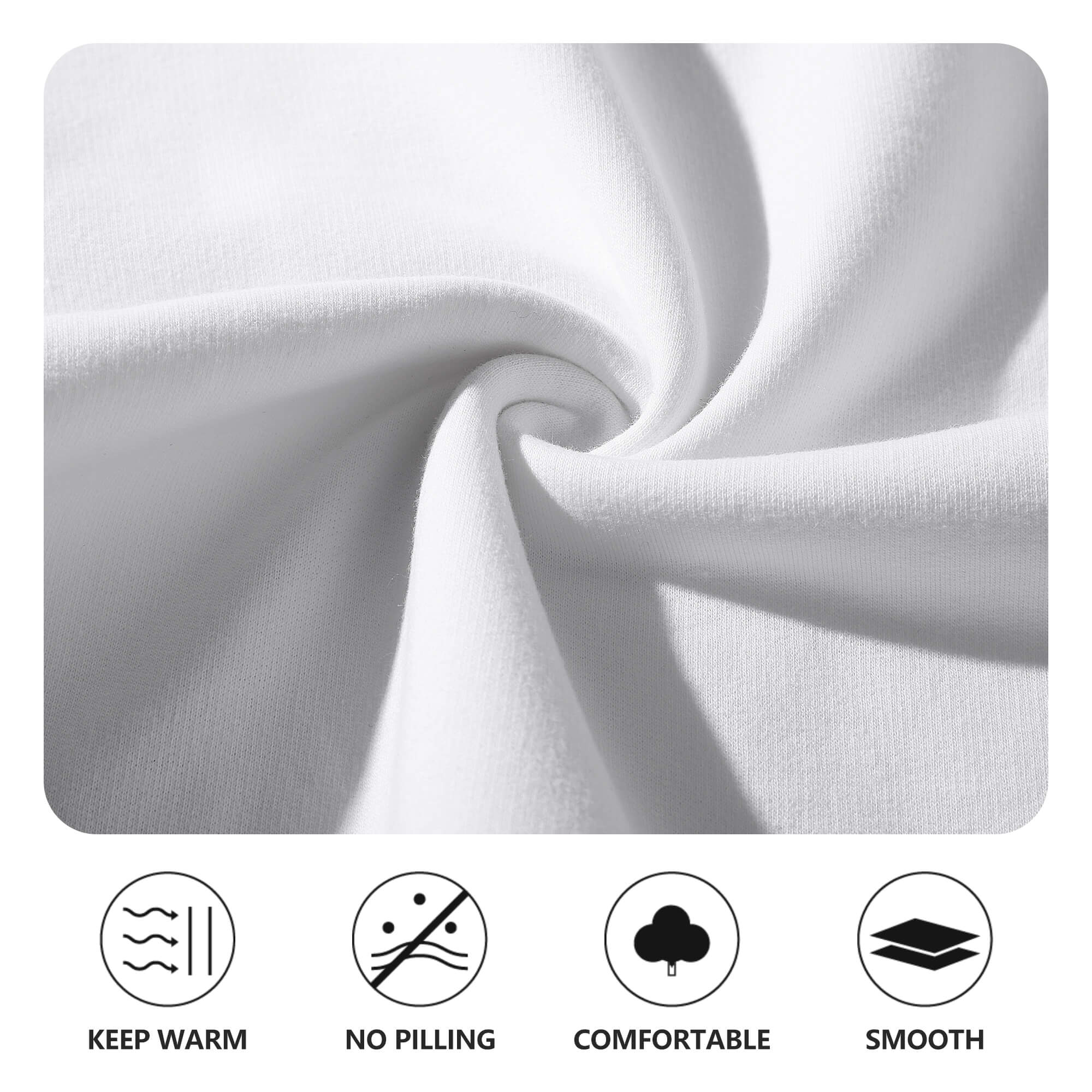 White cotton sweatshirt fabric, Keep Warm, No Pilling, Comfortable, and Smooth, soft and breathable.
