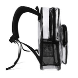 Clear backpack made of PVC material, with adjustable black straps, transparent school bag for school, work, travel.