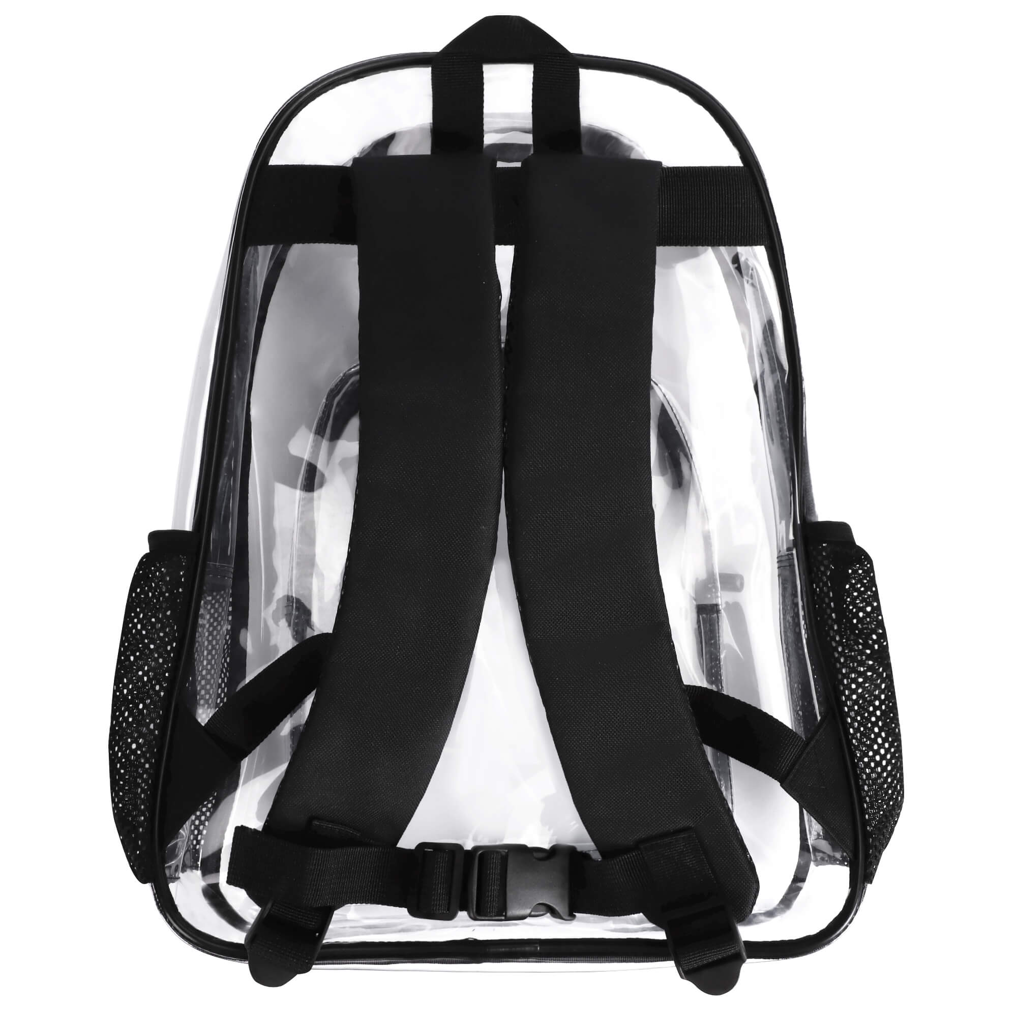 Clear PVC backpack with black straps - perfect for school, work, and travel