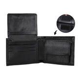 Black PU leather men's short wallet with card slots and coin pocket