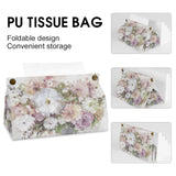 PU tissue box cover with floral design, rectangular tissue holder, foldable and convenient for home or office