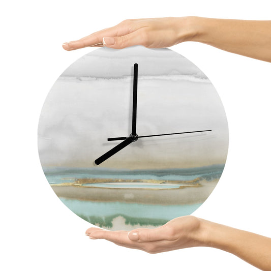 Modern MDF Wall Clock with Abstract Watercolor Design - Perfect for Living Room Decor