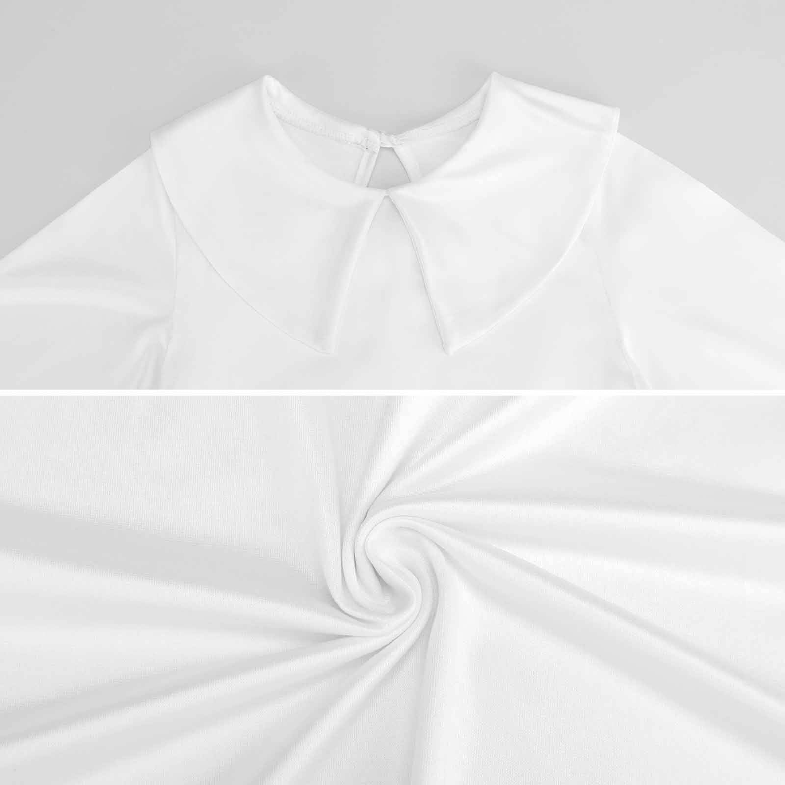 White milk silk toddler girl dress with Peter Pan collar, soft and comfortable, perfect gift for kids