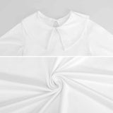 White milk silk toddler girl dress with Peter Pan collar, soft and comfortable, perfect gift for kids