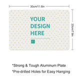 Personalized aluminum plaque with custom design and heart pattern. Ideal for unique gifts.