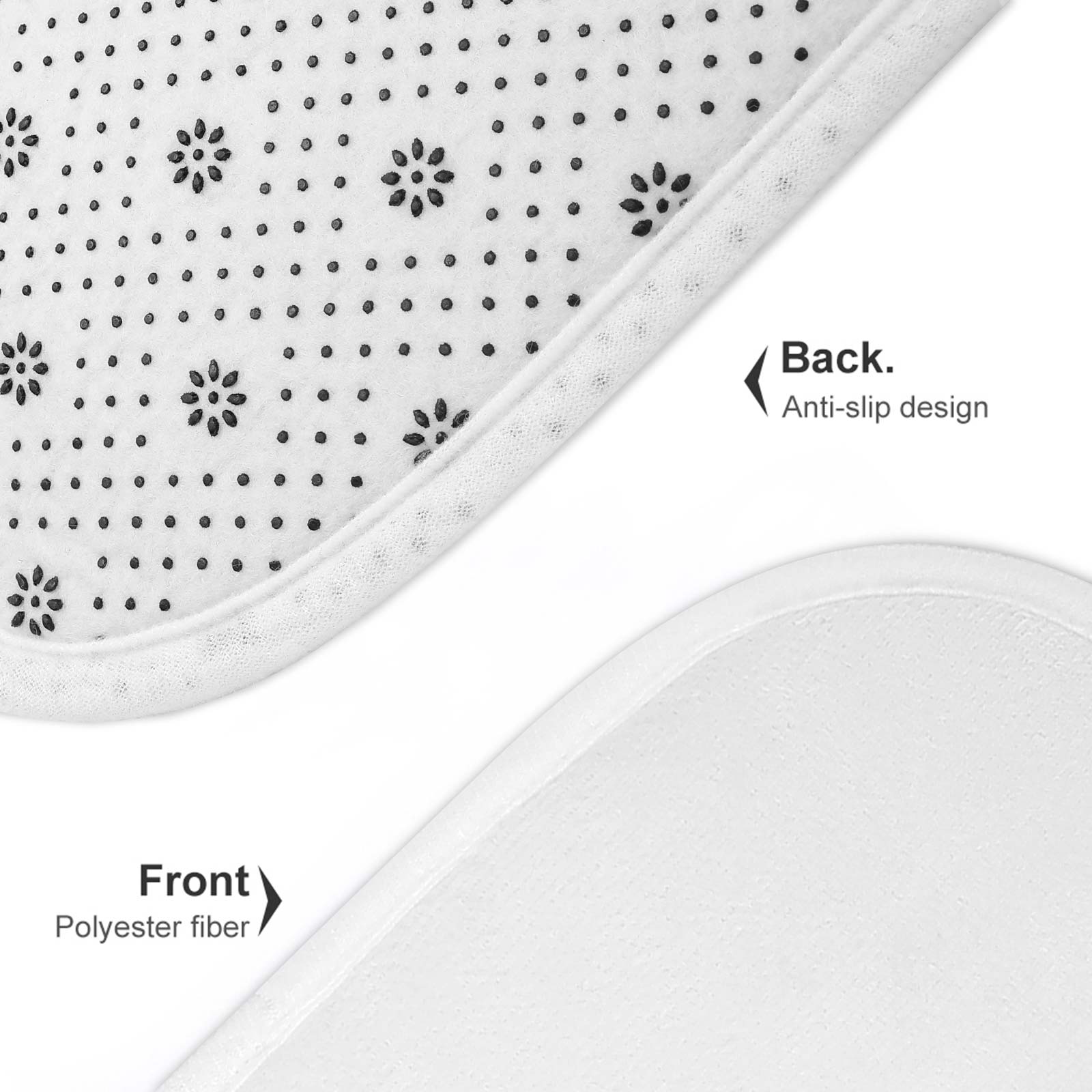 Bathroom rug set detail, anti-slip backing and coral fleece front, available at MyArtsyGift