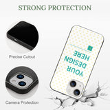 Custom iPhone 13 case, glass + TPU, personalized design, camera protection, and precise cutouts.