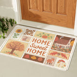 Autumn Entrance Doormat with "Home Sweet Home" text and fall designs, for indoor or outdoor use.