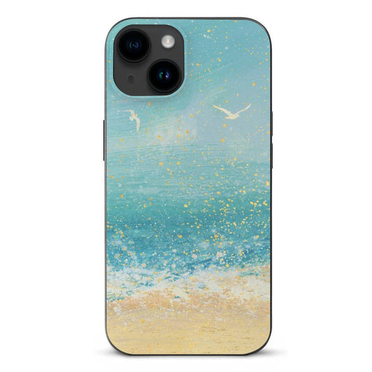 iPhone 15 case with beach art design, anti-slip and shockproof protection