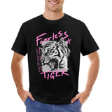 Men's black Fearless Tiger crew neck t-shirt. Cotton fabric, comfortable fit, perfect for everyday wear.