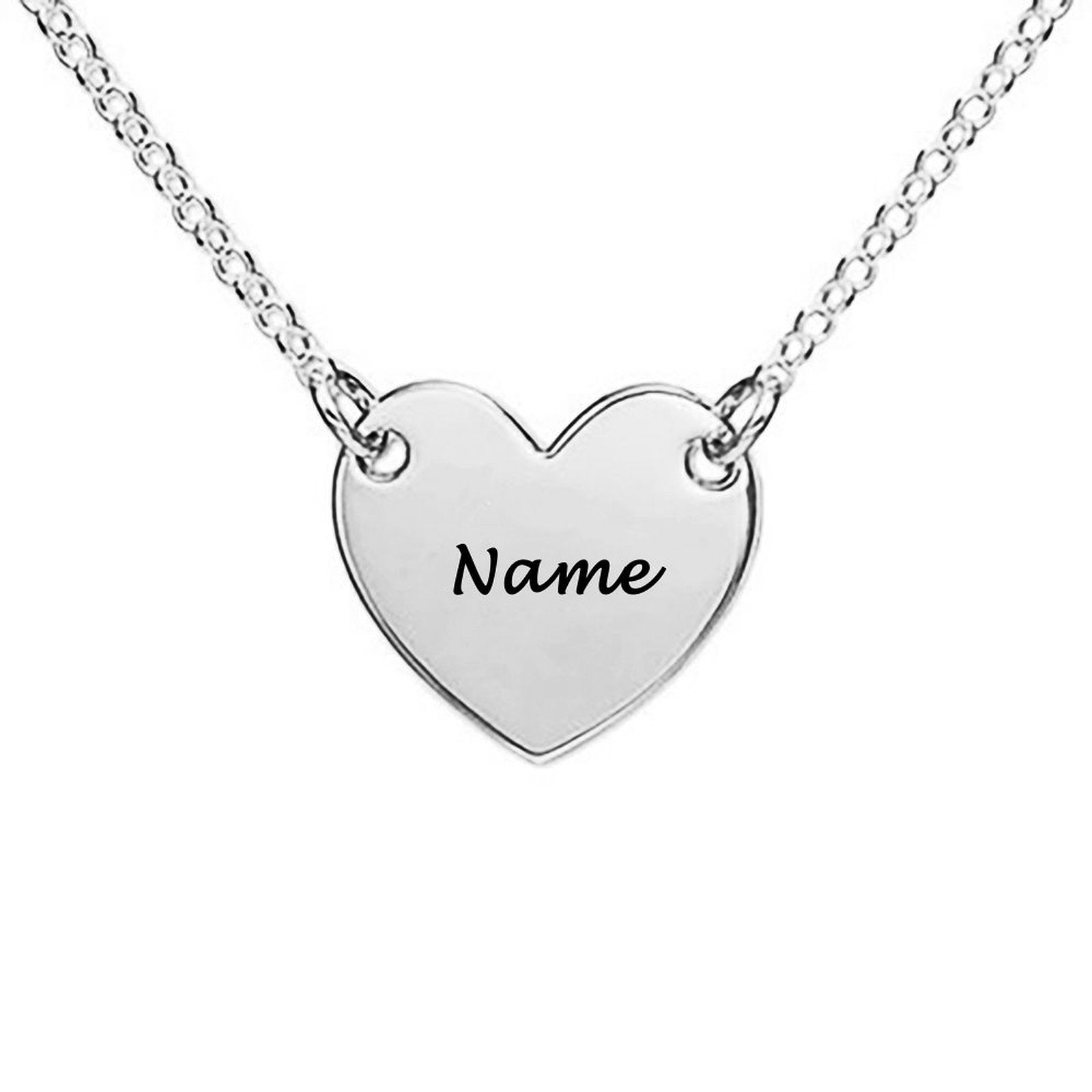 Personalized Silver Heart Necklace with engraved Name, Custom jewelry gift for women and men