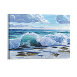 Canvas print: Ocean wave art, watercolor painting on canvas for coastal wall decor. Featuring Wild Apple signature.