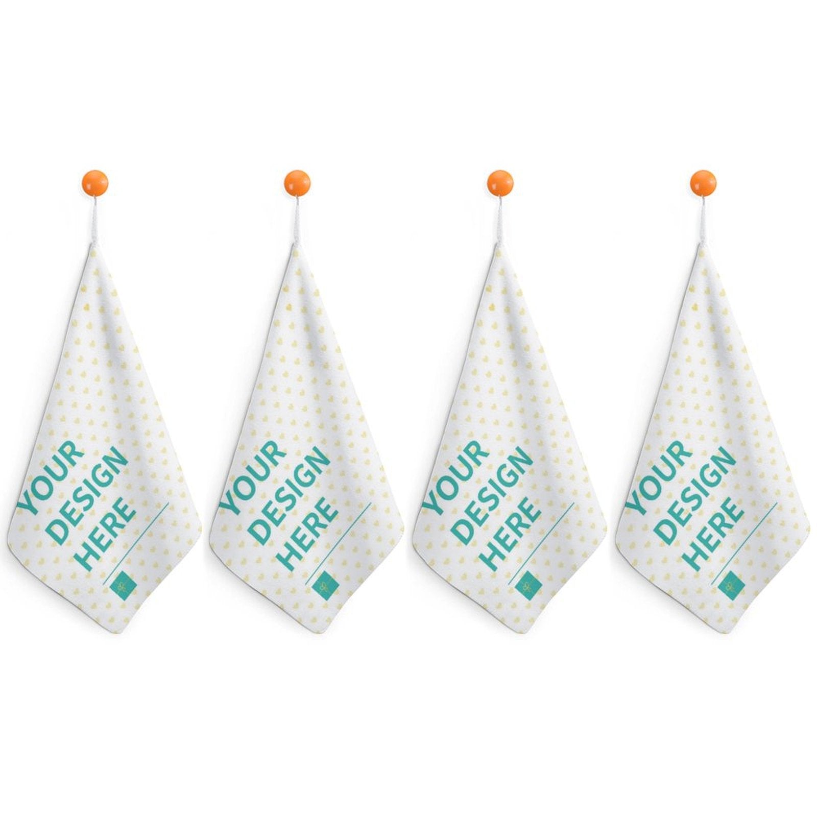 Custom hand towels with "YOUR DESIGN HERE" design, absorbent superfine fiber, for kitchen, bathroom, spa, or gym