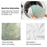 Beach sunrise flannel blanket in washing machine, highlighting machine washable and skin-friendly material
