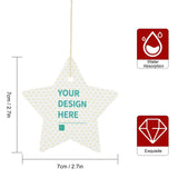 Customizable ceramic Christmas star ornament with design area, perfect for Christmas decorations and gifts.