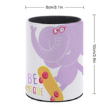 Pen pencil holder with elephant design, BE UNIQUE, PU leather desk organizer