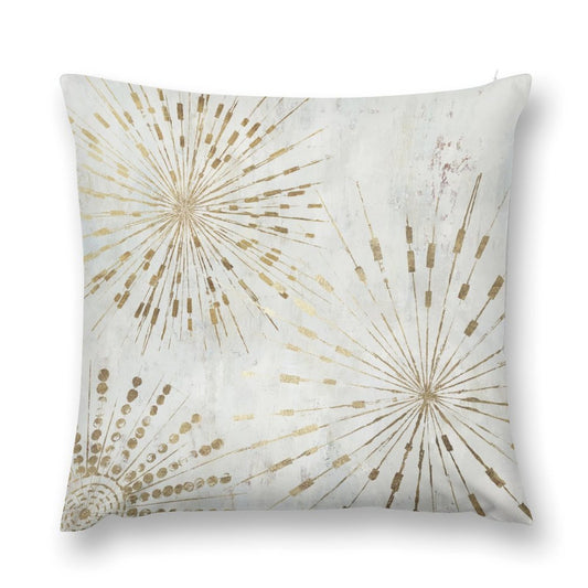 Luxury soft fluffy pillow cover with gold burst pattern, perfect for sofa and couch in living room