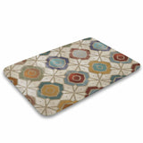Coral velvet bath rug with geometric pattern, non-slip, quick-drying for bathroom