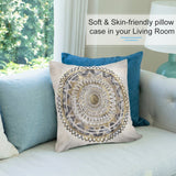 Mandala design plush pillow cover in living room. Soft & skin-friendly material, ideal for sofa decor. MyArtsyGift