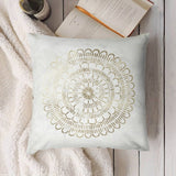White throw pillow cover with gold mandala design, decorative and soft for sofa, couch or living room, MyArtsyGift