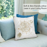 Soft plush pillow cover with celestial gold design in living room, perfect for sofa decor