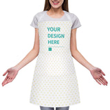 Customizable kitchen apron with pockets and 'YOUR DESIGN HERE' text. Perfect for cooking and BBQ. Polyester material.