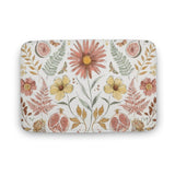 Coral Velvet Bath Rug with watercolor floral pattern, non-slip and quick-drying for bathroom or kitchen.