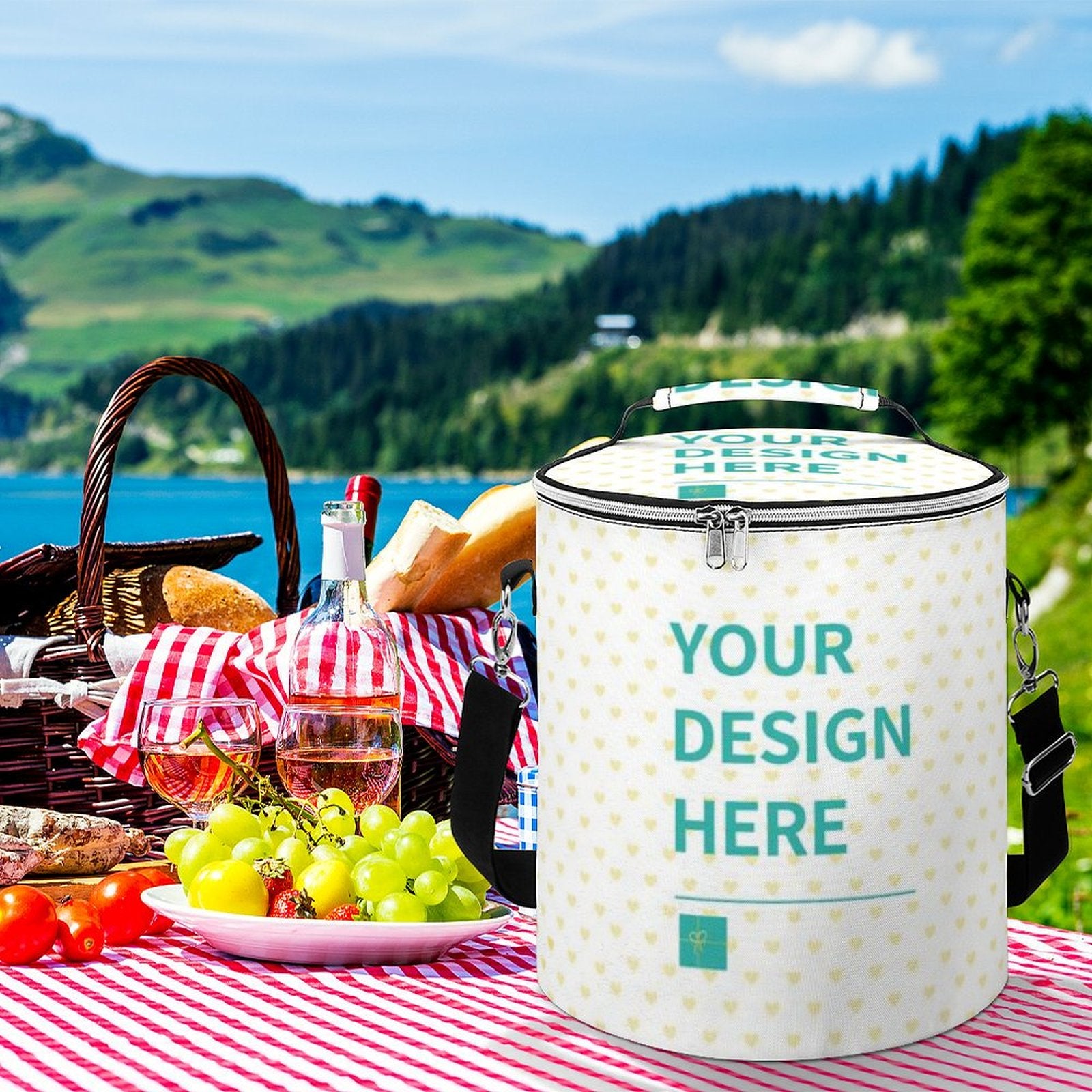 Personalized camping cooler backpack with YOUR DESIGN HERE design for picnics and travel, leak-proof and durable