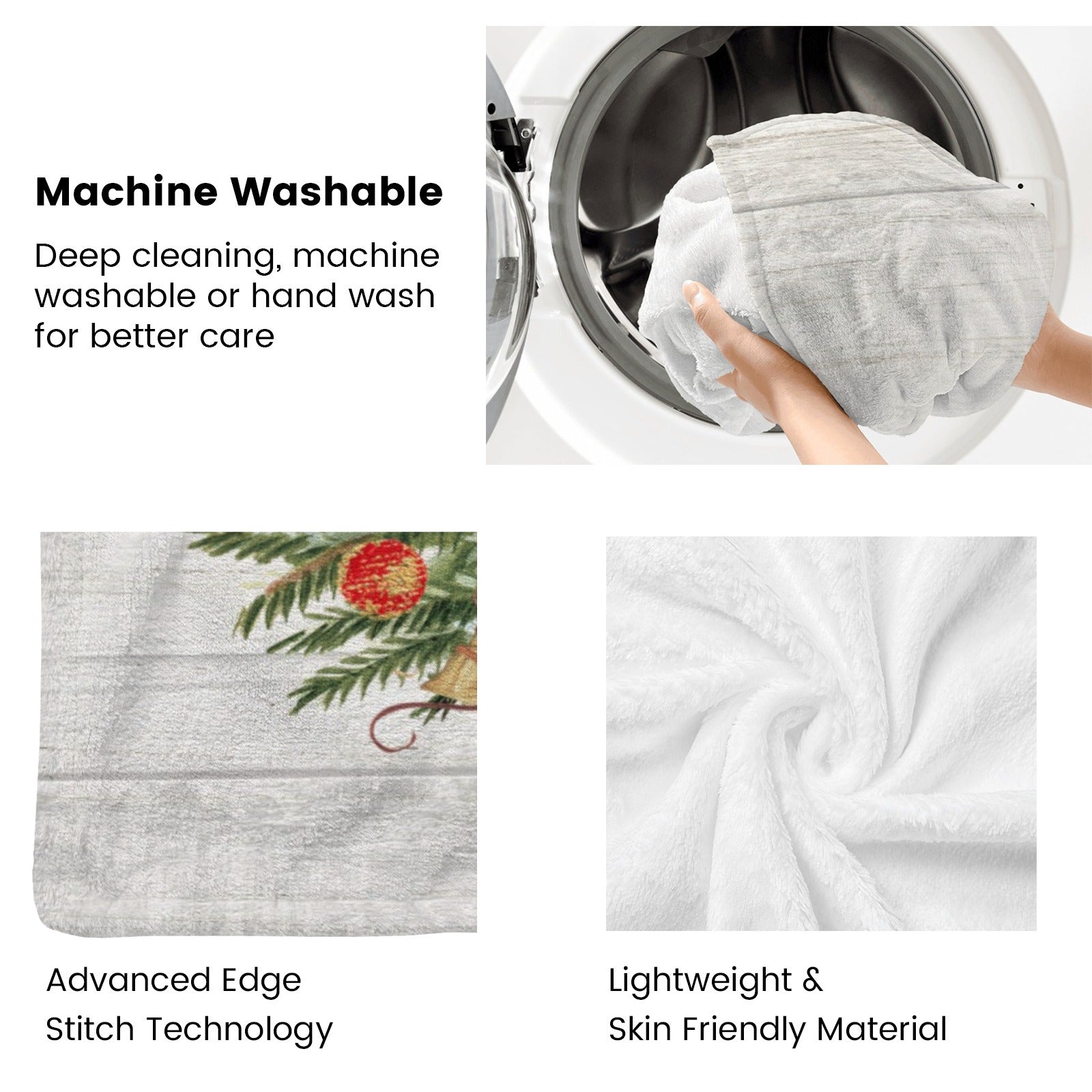 Machine washable Christmas tree flannel blanket, soft and skin-friendly, easy care for sofa couch or bed