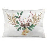 Christmas pillow cover with festive wreath design, polyester material, perfect for home Christmas decor
