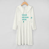 Customizable milk silk long sleeve toddler girl dress with heart pattern, "YOUR DESIGN HERE" design