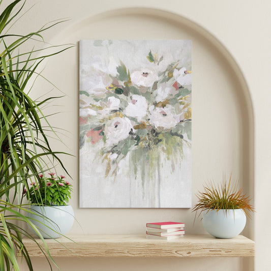 Modern wall art canvas print with abstract floral design for living room decor