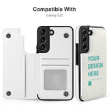 White PU Leather Samsung Galaxy S22 Flip Cover with customizable design and card slot