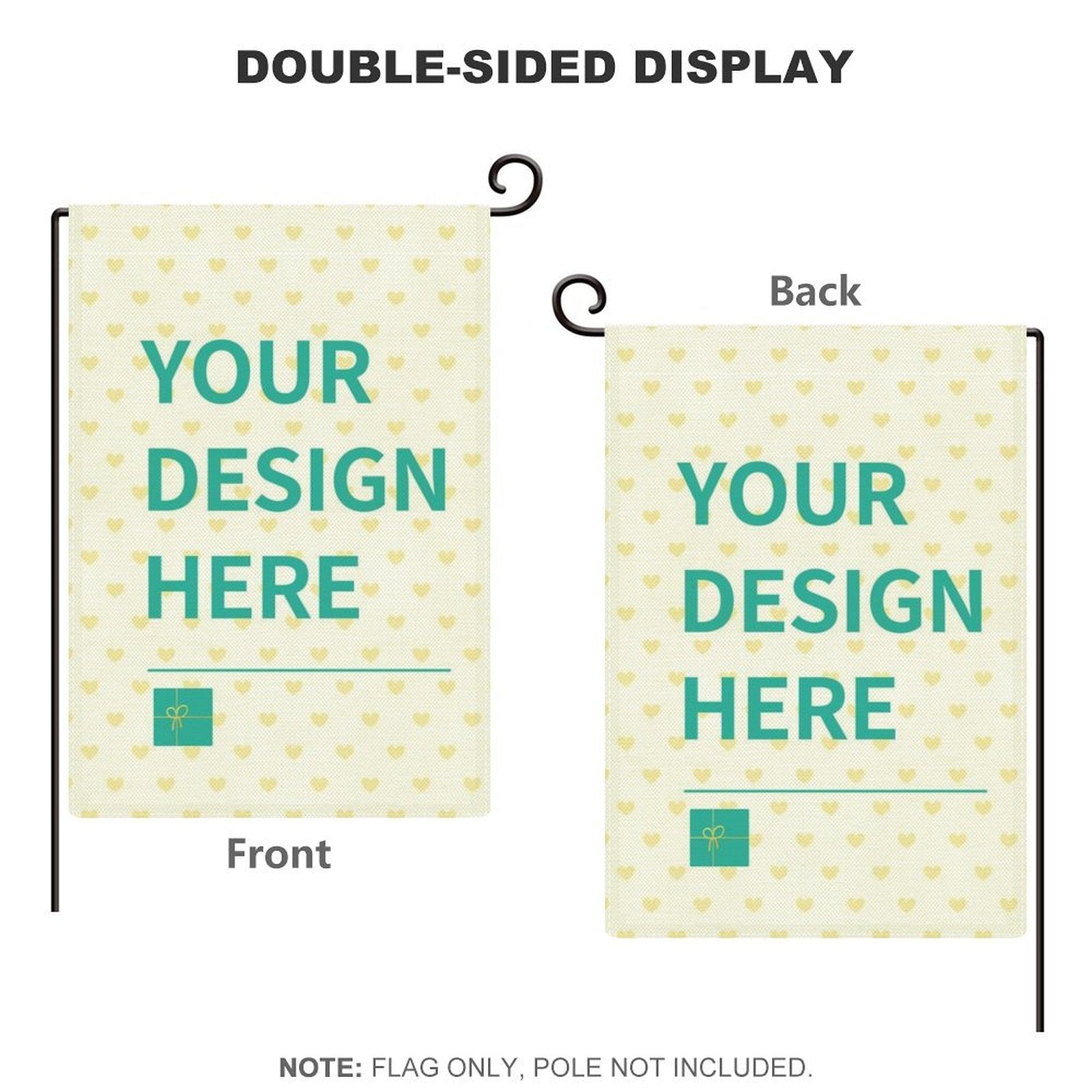 Customizable double-sided linen garden flag, 'YOUR DESIGN HERE', perfect patio decor