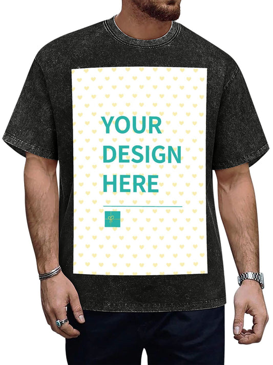 Custom 230g Washed Cotton T-Shirt - Front Print - Ships from Canada
