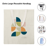 Extra Large Reusable Canvas Tote Bag with Mid Century Geo II design for shopping, made in USA, features Wild Apple logo