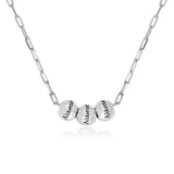 Silver Custom Name Necklace with Three Engraved Beads, Personalized Jewelry Gift
