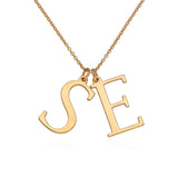 Gold Initial Necklace - Personalized SE Letter Pendant Necklace