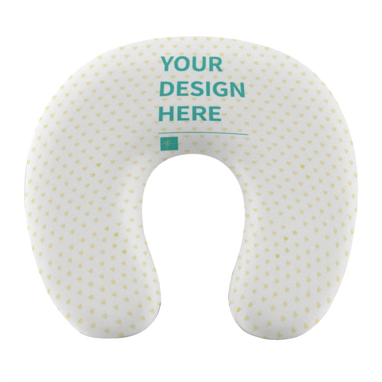 Customizable U-Shaped Travel Pillow with heart pattern, personalized design for travel comfort