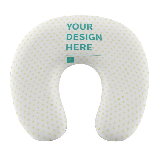 Customizable U-Shaped Travel Pillow with heart pattern, personalized design for travel comfort