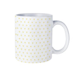 White ceramic mug with yellow heart pattern. Personalized gift, perfect for expressing love.