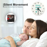 Customizable wooden wall clock featuring silent movement, perfect for home and kitchen decor with a personalized design.
