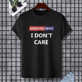 Black cotton T-shirt with "I DON'T CARE" print. Gildan Unisex Tee. Perfect for expressing individuality.