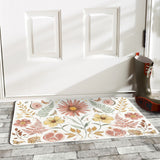 Floral entrance doormat with watercolor flower design, indoor or outdoor rubber floor mat