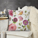 Watercolor floral plush throw pillow cover for sofa. Soft, decorative pillow with MyArtsyGift floral design.
