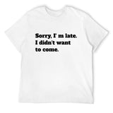 Men's white crew neck t-shirt with funny quote, short sleeve casual wear