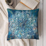 Blue mandala plush throw pillow cover, soft, decorative for sofa, couch, or living room. From MyArtsyGift.