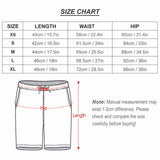 Size chart for custom kids swim trunks, showing waist, hip, and length measurements, ensuring the perfect fit.